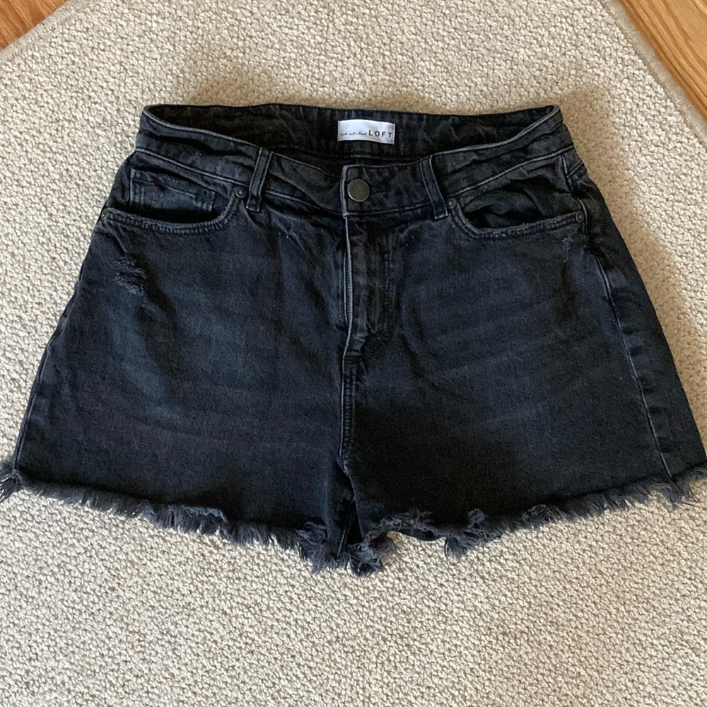 Loft black distressed shorts